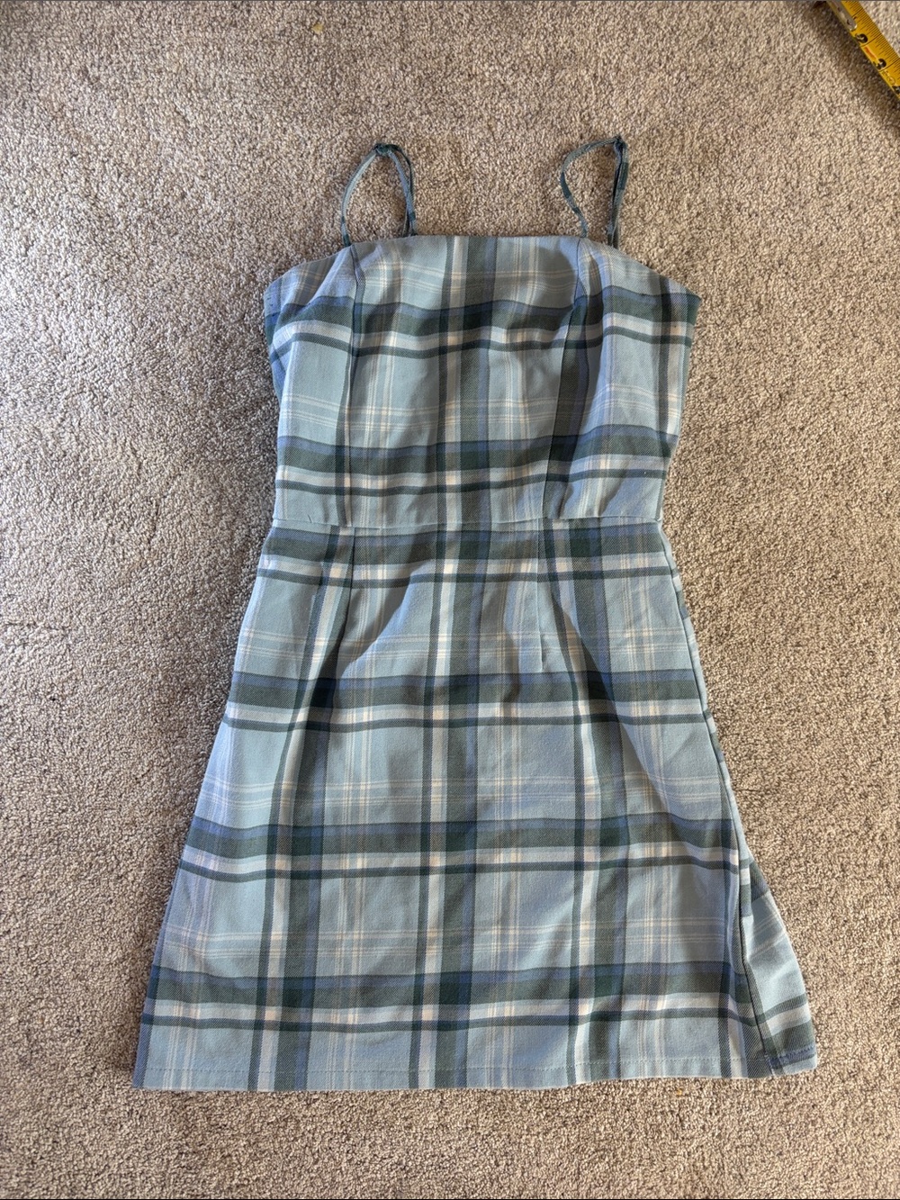 Aeropostale Blue and Green Plaid Spaghetti Strap Mini Dress